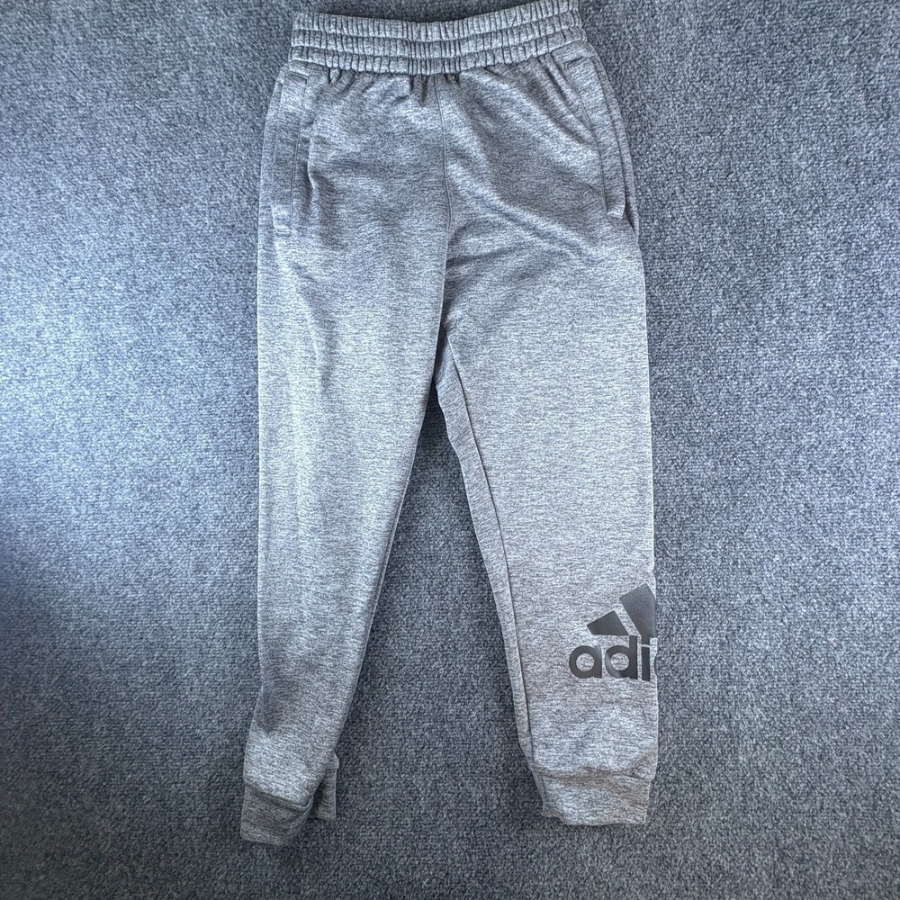 Adidas Jogger Pants Kids 22x24 Heather Gray Regular Fit Tapered Leg‎ Athletic